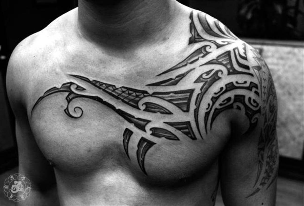 chest tribal inspiration tattoo
