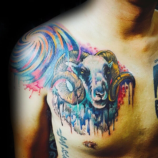 colorful-mens-aries-watercolor-tattoo-deisgns