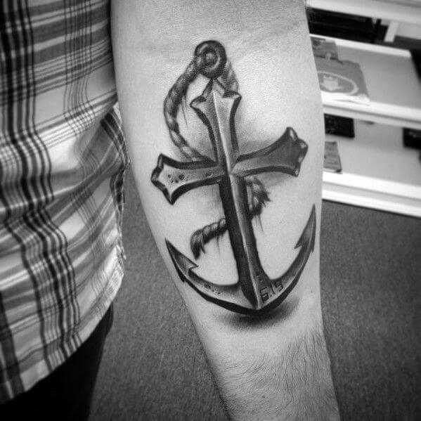 cross anchor tattoo for men