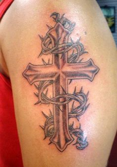 crown of thorns cross tattoo