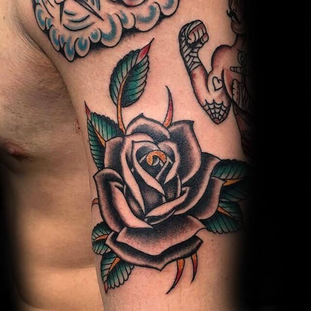 bicep rose tattoo inspiration
