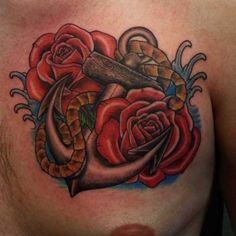 Anchor &amp; rose tattoos are also appropriate use by the men, it is a symbol of a sailor who misses women. This tattoo is very appropriate to use the male chest.