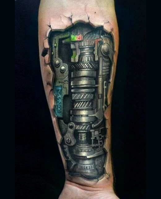 forearm-biomechanical-tattoo-design-men-tattoos