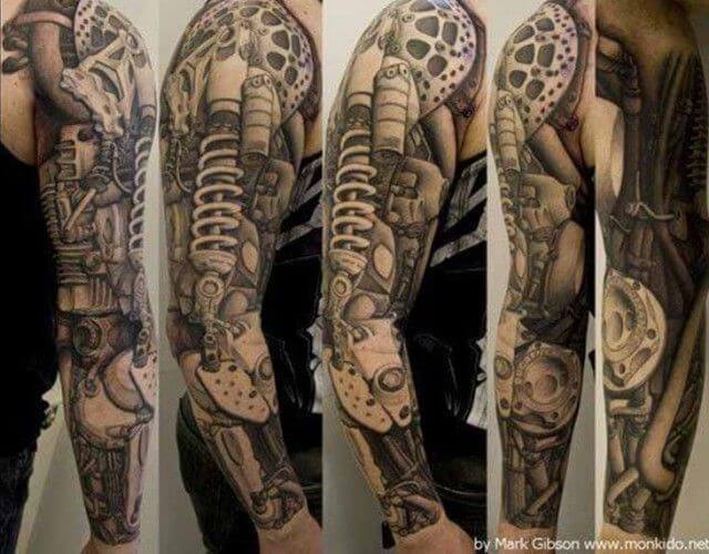 full mechanical arm tattoo sleeves