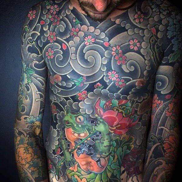 japanese-clouds-with-frog-mens-chest-tattoo-designs