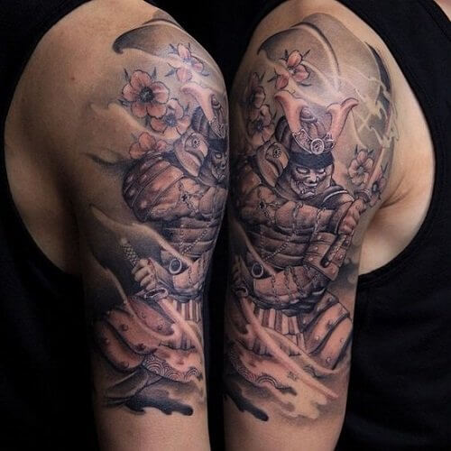 japanese-half-sleeve-samurai-tattoo