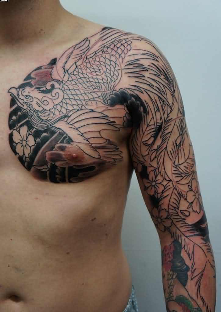 japanese-phoenix-tattoo-on-chest
