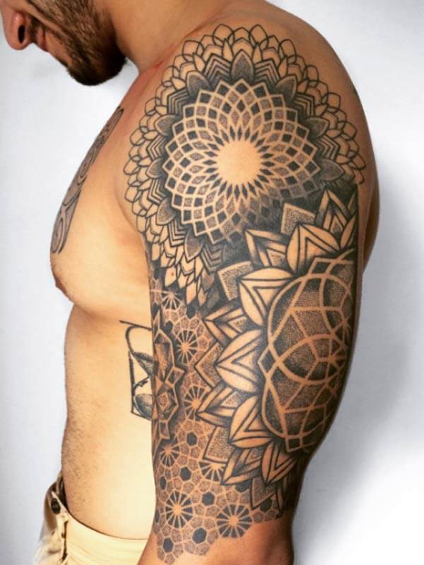 mandala-tattoo-for-men half sleeve