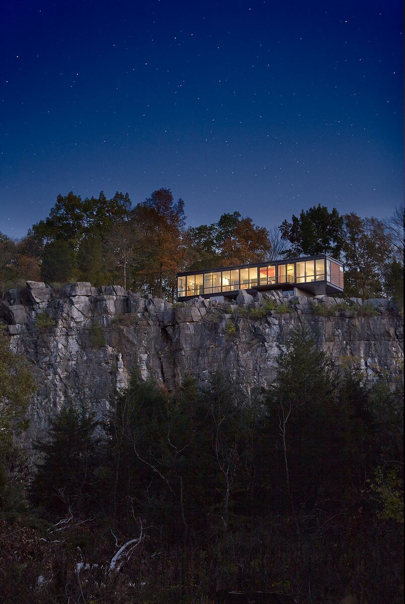 night time dusk cliff house view