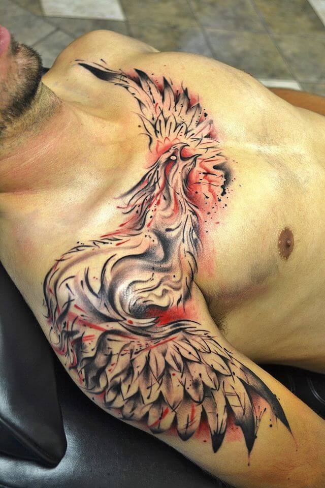 phoenix-tattoo-sleeve-phoenix-tattoos chest and shoulder