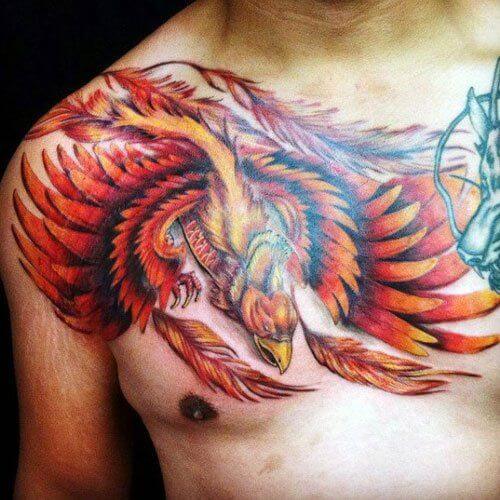 phoenix-tattoo-sleeve-phoenix-tattoos chest shoulder