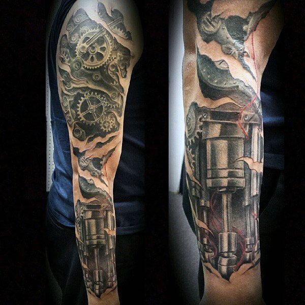 robot arm tattoos-for-men