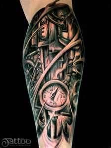 robot time clock mechanical sleeve tattoo