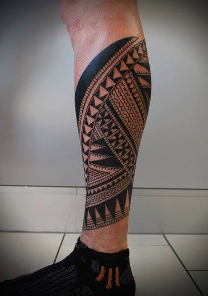 tribal calf tattoo