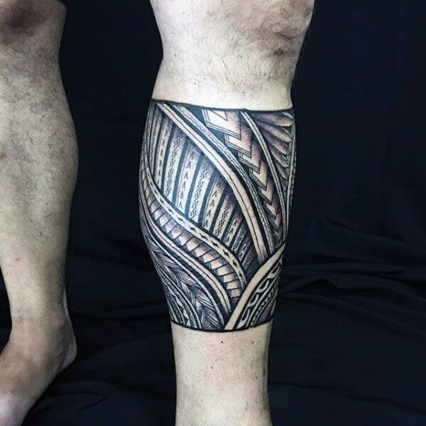 tribal tattoo on calf