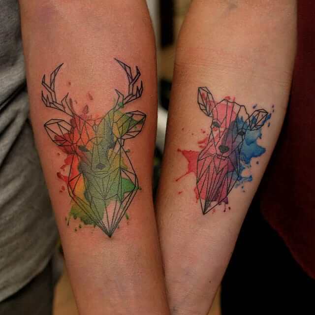 watercolor-geometric-deer-tattoo