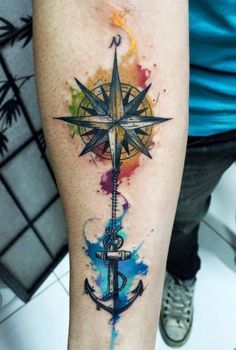 watercolour-tattoo-men-compass-tattoo-men-forearm