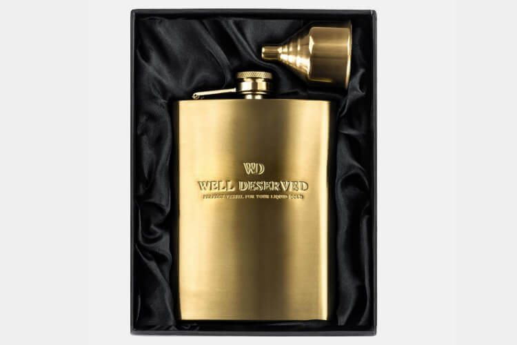 well deserved gold hip flask by simpler life