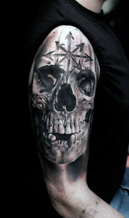3d-male-realistic-skull-half-sleeve-tattoo-inspiration