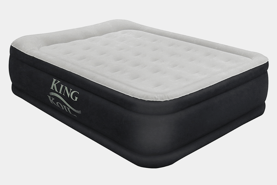 King Koil Queen Size Luxury Raised Air Mattress with Built-In Pump