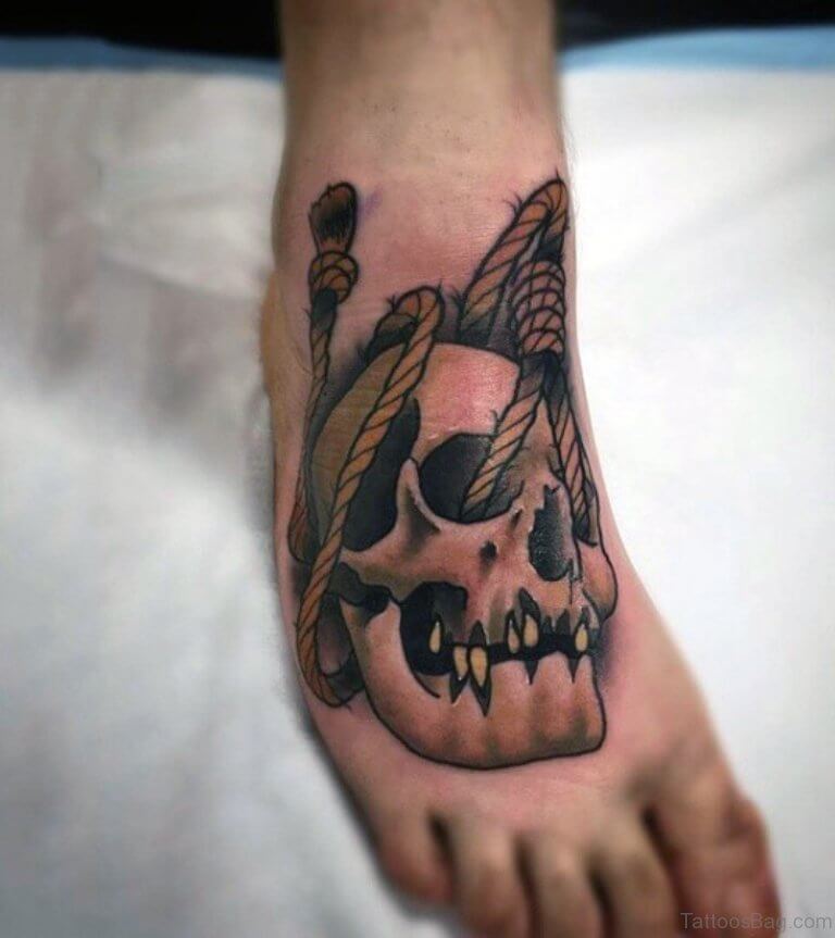 Rope-And-Skull-Tattoo-On-Foot