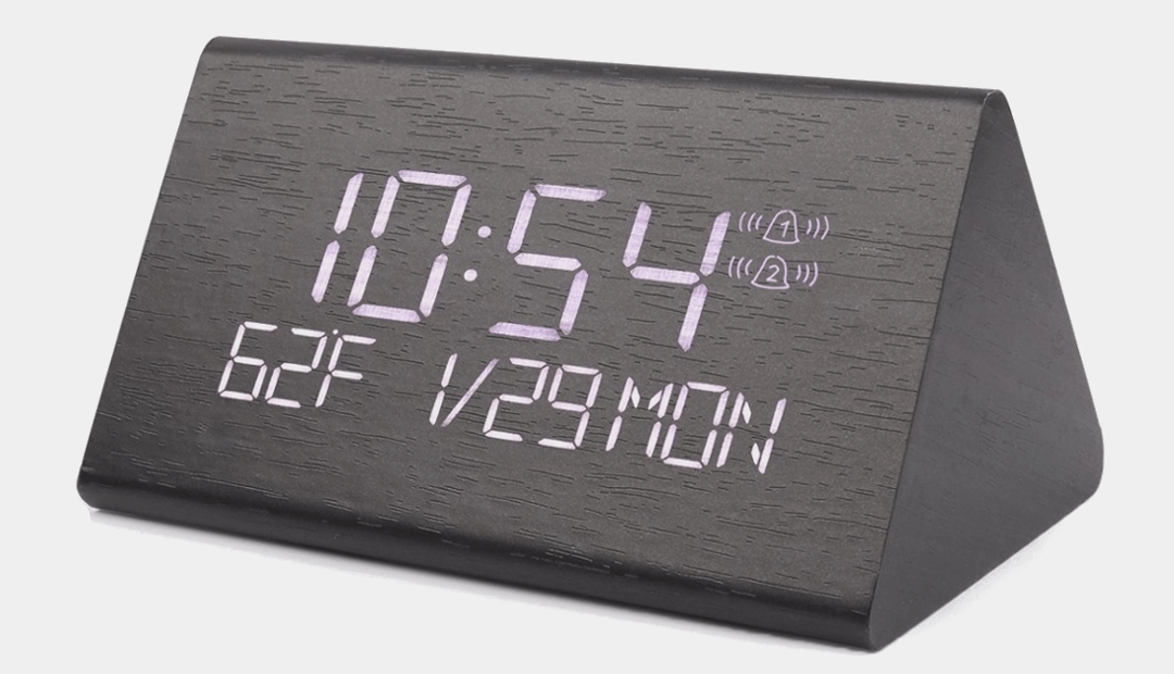 Warmhoming Digital Wooden Alarm Clock with Sound Activation