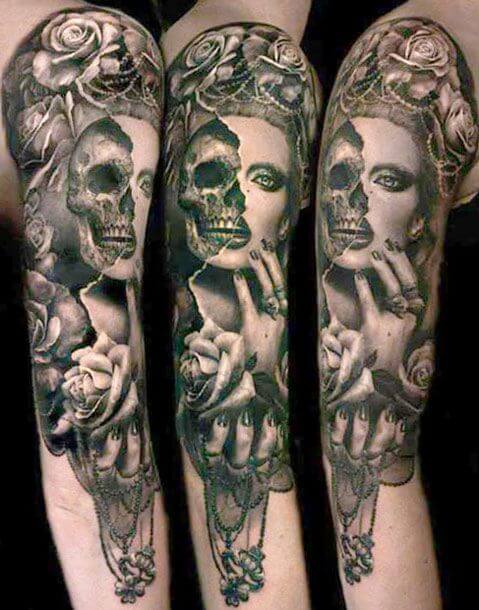 skull-sleeve-tattoos-face-tattoos