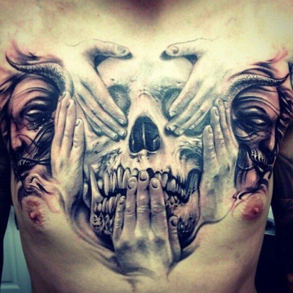 skull-tattoos chest