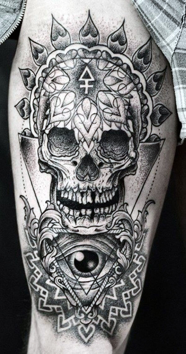 tribal-mens-skull-tattoo-and-eye