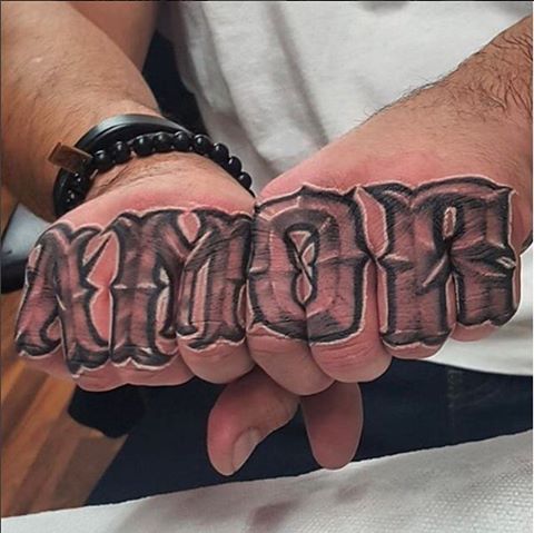 Amor (Love) large finger tattoos for men