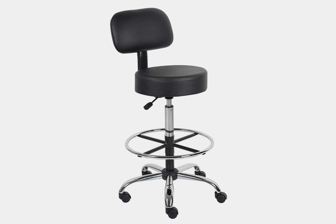 Boss Office Products B16245-BK Be Well Drafting Stool with Back