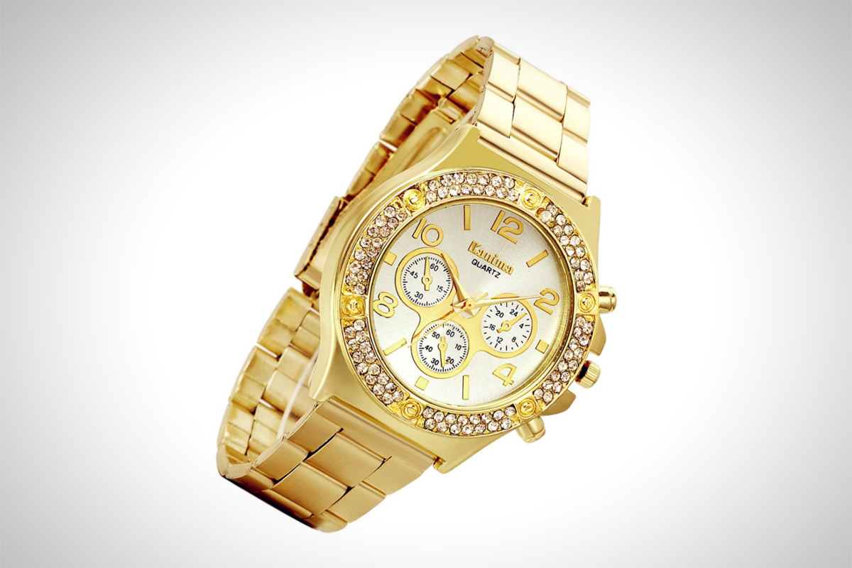 Lancardo Luxury Bling Gold Tone Watch