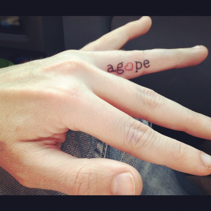 agape finger tattoo for men