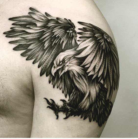 attacking eagle with spread wings tattoo for men