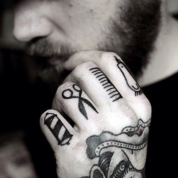 barber finger tattoos for men
