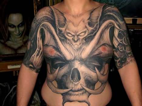 bat and grim reaper tattoo for men