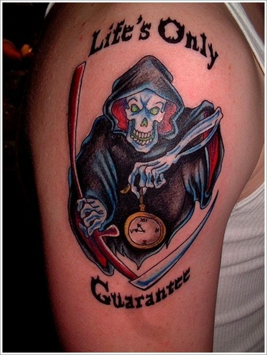 death guaranteed grim reaper tattoo for men