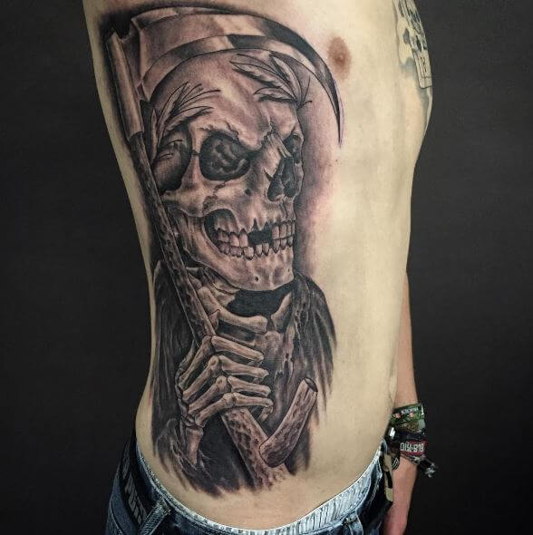 decaying grim reaper tattoo for men
