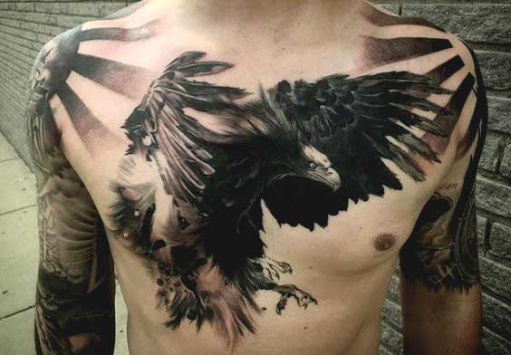 eagle with wings tattoo for men
