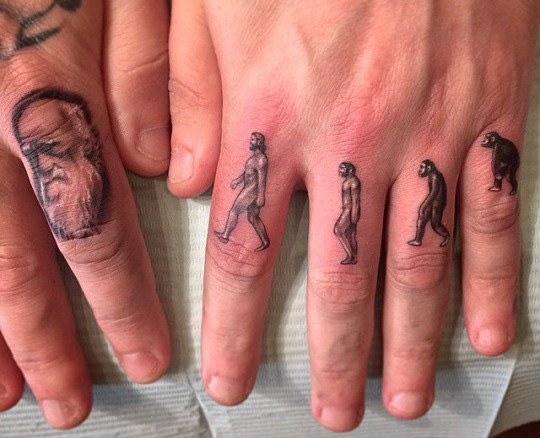 evolution finger tattoos for men