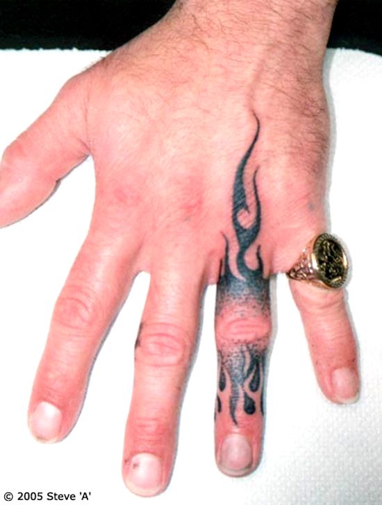 flames finger tattoo for men