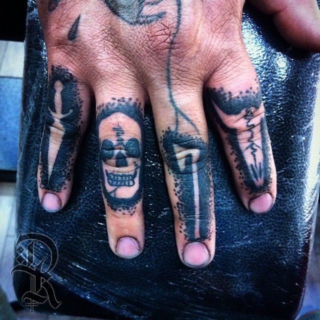 gothic finger tattoos for men