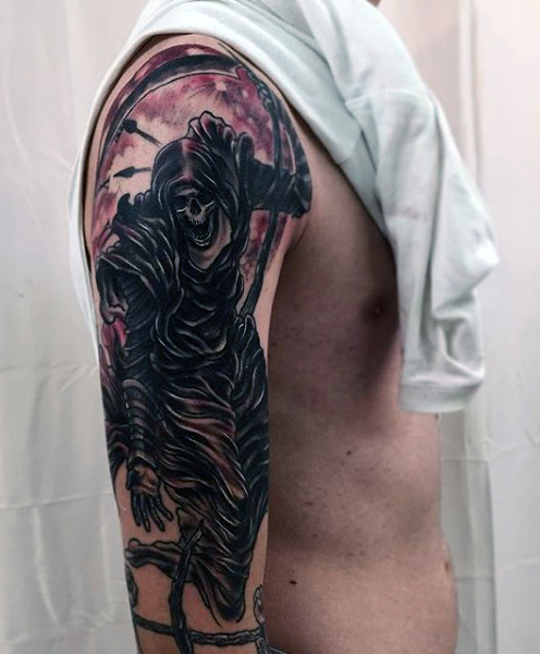grim reaper and chains tattoo for men