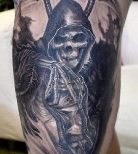 grim reaper and hourglass tattoo for men