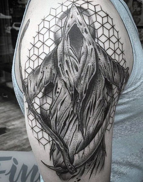 grim reaper and net tattoo for men