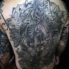 grim reaper and saint tattoo for men