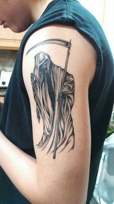 grim reaper arm tattoo for men