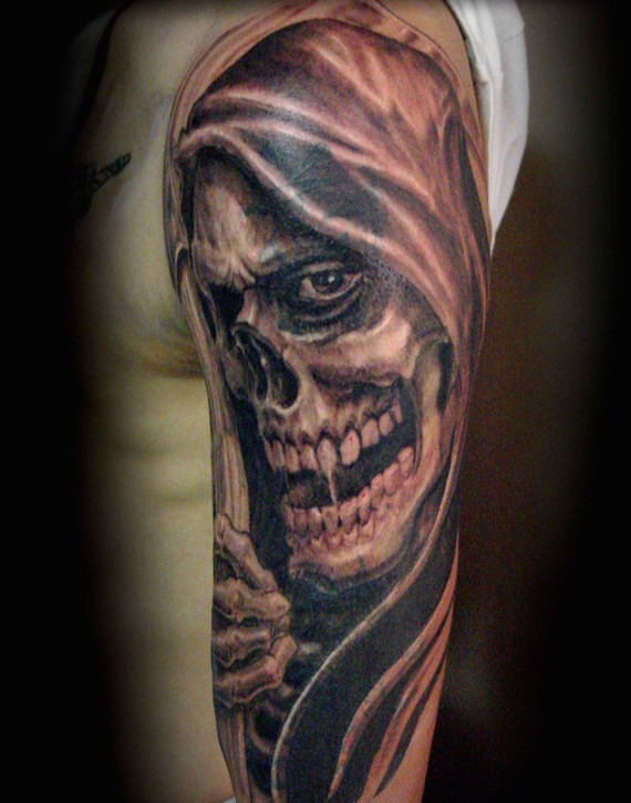 grim reaper face tattoo for men