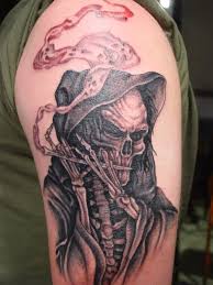cool grim reaper lute tattoo for men