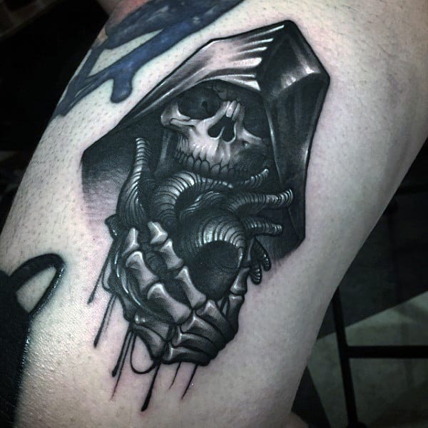 heart and grim reaper tattoo for men
